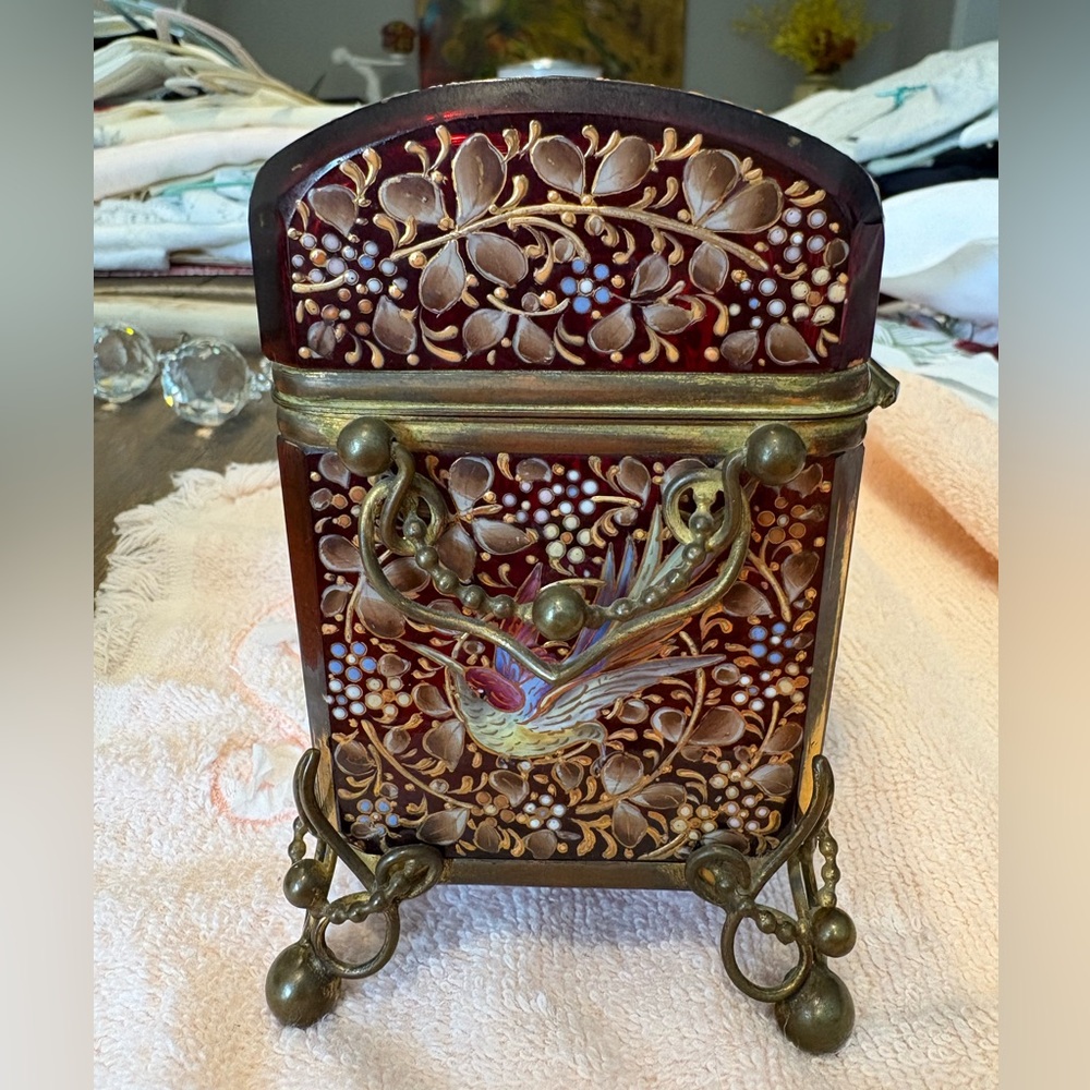Rare Moser Vintage Antique 19 th century Bohemian Ornate enameled trinket box - Picture 12 of 14